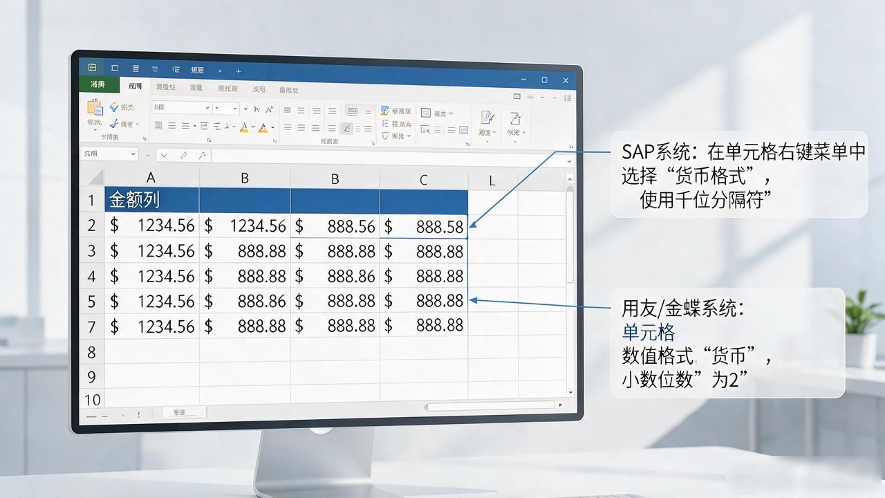 Excel里将数字设置成货币格式，不用写公式，改下单元格就行