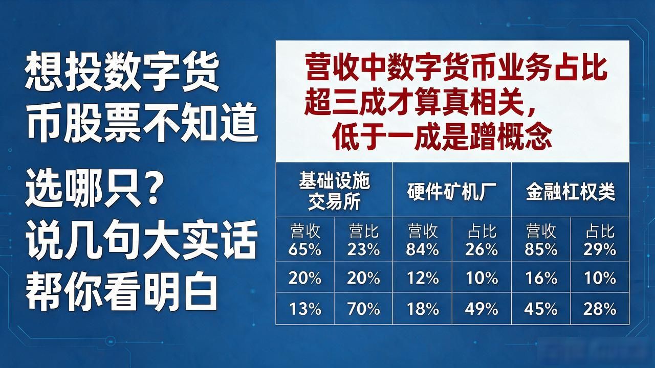 想投数字货币股票不知道选哪只？说几句大实话帮你看明白