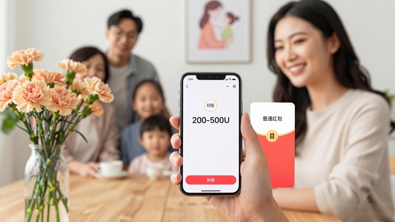 母亲节发红包数字货币_USDT转账给妈妈注意事项_数字货币发母亲节红包实操指南